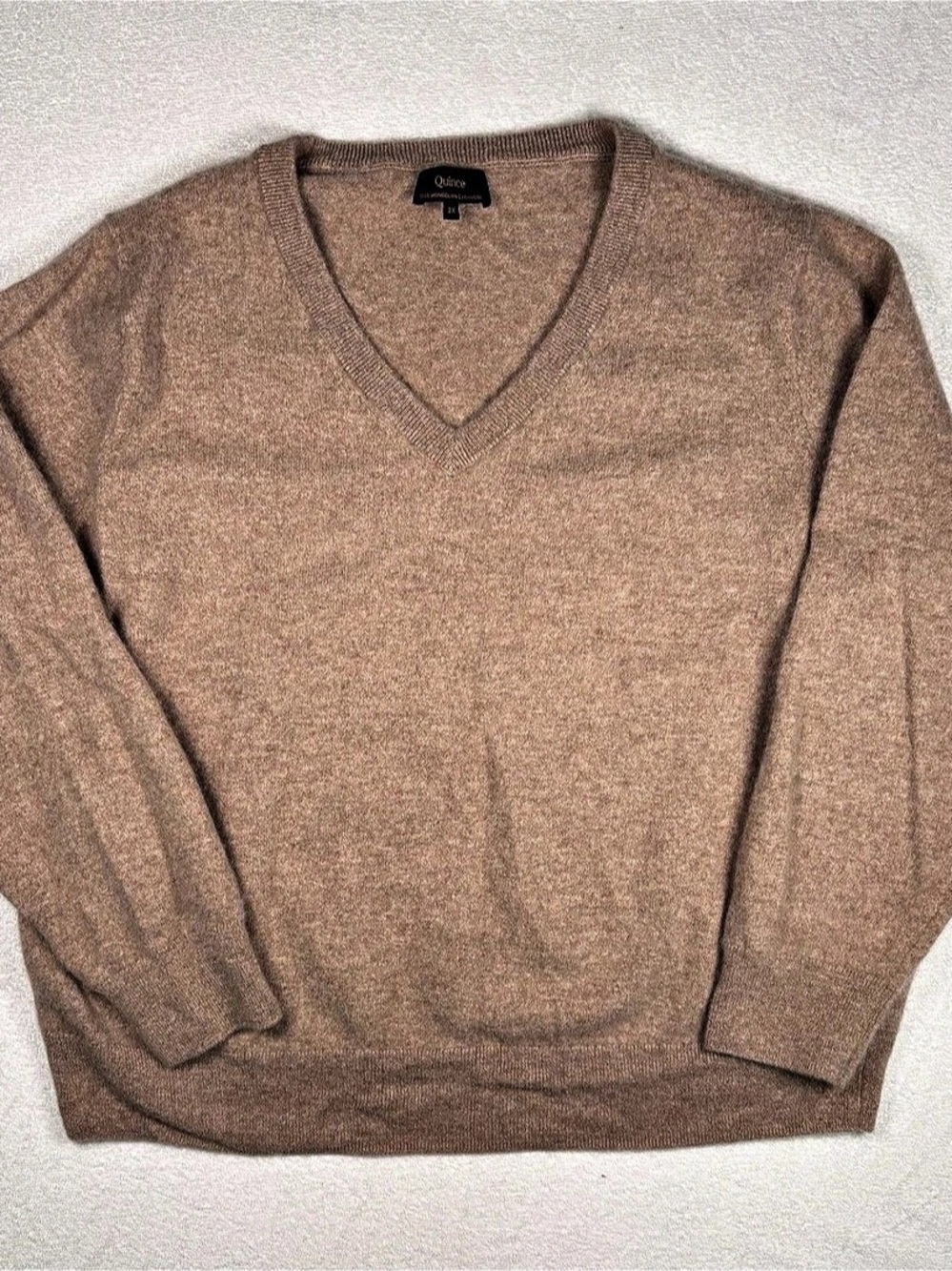 Quince Mongolian Cashmere V-Neck Sweater Brown 3X
